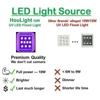 Uv Led Black Light, Houlight High Power 10W Led Black Light Flood Light Ip65-Waterproof (85V-265V Ac) For Blacklight Party Supplies, Neon Glow, Glow In The Dark, Birthdays, Blacklights, Curing