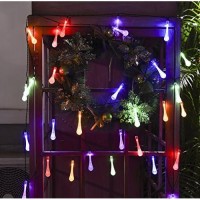 Decornova 30-Led Solar Raindrop String Lights Waterproof For Outdoor Garden Party Christmas,20 Feet,Multi Color