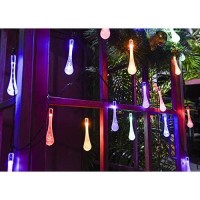 Decornova 30-Led Solar Raindrop String Lights Waterproof For Outdoor Garden Party Christmas,20 Feet,Multi Color