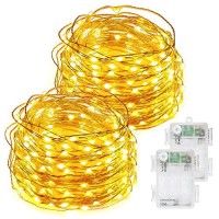 Decornova 2-Set 60 Led Operated Fairy String Lights 3 Aa Battery Case & Timer,9.8Ft,Warm White