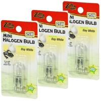 (3 Pack) Zilla Mini Halogen Bulb, Day White, 25 Watt