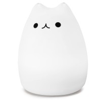 Wonenice Cute Kitty Night Light Rechargeable Silicone Cute Lamp With Warm White 7Color Breathing Modes Touch Sensor Control