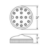 Amber 3 Round Surface Mount 15 LED Side Marker Clearance Light