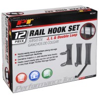 Performance Tool W5167 12Pc Rail Hook Set (J-Shaped, L-Shaped & Double Loop Hooks)