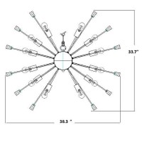 Mid Century Italian Starburst Chandelier 24 Light Edison Bulb Sparkling Sputnik