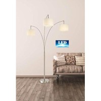 Artiva Usa Led602108Fsn Lumiere Modern Led 80-Inch 3-Arched Brushed Steel Floor Lamp With Dimmer, 76, 71 Inches High X 36 Inches Wide X 36 Inches Long