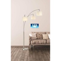 Artiva Usa Led602108Fsn Lumiere Modern Led 80-Inch 3-Arched Brushed Steel Floor Lamp With Dimmer, 76, 71 Inches High X 36 Inches Wide X 36 Inches Long