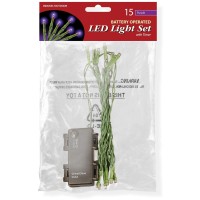 National Tree Battery Operated 15 Led Bulb Light String Set, Purple (Ls-883-15P-B)