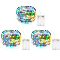 Bolweo 3 Pack Battery Operated String Lights10Ft 30 Led Fairy Starry Waterproof Silver Copper Wire Halloween Diwali Christmas H