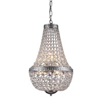 Edvivi Empire Crystal Chandelier, 6 Lights Glam Lighting Fixture With Chrome Finish, Adjustable Hanging, Entryway, Living, Dining Room