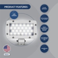 Five Oceans Spreader Led Flood Light, Spotlight, Cool White, Cast Aluminum White Housing, Stainless Steel Mounting Bracket, Easy Installation, 2400 Lumens, Waterproof Ip67 - Fo3912