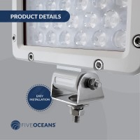 Five Oceans Spreader Led Flood Light, Spotlight, Cool White, Cast Aluminum White Housing, Stainless Steel Mounting Bracket, Easy Installation, 2400 Lumens, Waterproof Ip67 - Fo3912