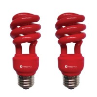 Xtricity Cfl Compact Fluorescent Red Light Bulbs Colored Light Bulb, T2 Spiral, 13W (60 Watt Equivalent), E26 Medium Base Red Light Bulbs Indoor/Outdoor 120V, Ul Listed, Red (2 Pack)