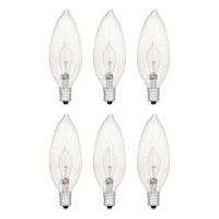 Sylvania Incandescent Double Life Light Bulb, B10, 25W, Candelabra Base, 175 Lumens, 2850K, Clear, Soft White - 6 Count (Pack Of 1) (18748)