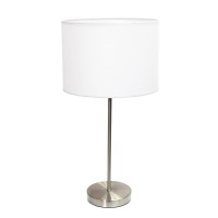 Simple Designs Lt2040Wht 23 Standard Metal Stick Lamp With Round Base And Drum Fabric Shade For Home Dacor Bedroom Office Do