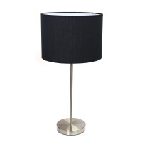 Simple Designs Lt2040Blk 23 Standard Metal Stick Lamp With Round Base And Drum Fabric Shade For Home Dacor Bedroom Office Do