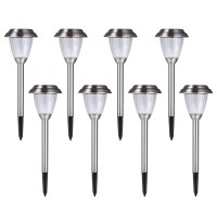 Voona Solar Led Outdoor Lights 8Pack Stainless Steel Pathway Landscape Lights For Outdoor Path Patio Yard Deck Driveway And Gar