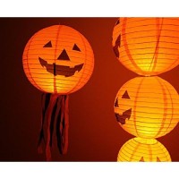 Charmed 10 Inch Halloween Jack O Lantern Pumpkin Paper Lanterns Orange (10 Count)