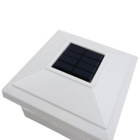 Iglow 4 Pack White Outdoor Garden 5 X 5 Solar Led Post Deck Cap Square Fence Light Landscape Lamp Lawn Pvc Vinyl Wood