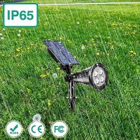 T-Sunus Blue Solar Spotlights, Ip65 Waterproof 4 Led Solar Lights, Auto-On/Off Security Landscape Light 180Ͽ