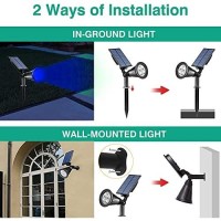 T-Sunus Blue Solar Spotlights, Ip65 Waterproof 4 Led Solar Lights, Auto-On/Off Security Landscape Light 180Ͽ