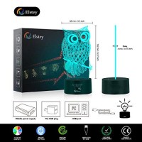 Owl 3D Illusion Lamp, Elstey 7 Color Changing Touch Table Desk Led Night Light Great Kids Gifts Home Decoration