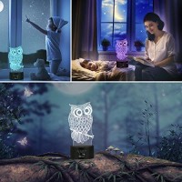 Owl 3D Illusion Lamp, Elstey 7 Color Changing Touch Table Desk Led Night Light Great Kids Gifts Home Decoration