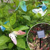 Garden Solar Lights Butterfly String Lights Waterproof Fiber Optic Butterfly Shaped 16 Led Multicolor Lamp For Garden Lawn Patio Wedding Party Festival Christmas Outdoor Decoration (Multicolor)