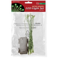 National Tree Battery Operated 15 Led Bulb Light String Set, Green (Ls-883-15G-B)