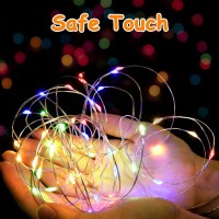 Colorful Fairy Lights Battery Operated Halloween Lights, 10Ft Silver Copper Wire 30 Led Waterproof Indoor Outdoor Home Decorations For Living Room Diwali Party Decorations 6 Year Old Girl Gifts