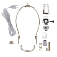 B&P Lamp Nickel Plated Finish Table Lamp Wiring Kit With 10 Inch Harp, 3-Way Socket