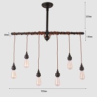 Unitary Farmhouse Pendant Lights Kitchen Island, Dining Room Light Fixture, Rustic Kitchen Light Fixtures With 6 E26 Bulb Sockets, Black Metal Chandelier, Ceiling Pendant Light Fixtures