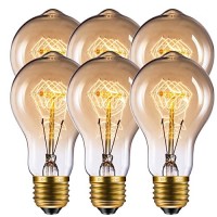 Edison Bulb, Fadimikoo Vintage Bulb 60W Dimmable A19 Squirrel Cage Filament Edison Lihgt Bulb For Home Light Fixtures Decorative, Pack Of 6