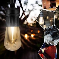 Enbrighten Vintage Led Cafe String Lights, Black, 48 Foot Length, 24 Impact Resistant Lifetime Bulbs, Premium, Shatterproof, Weatherproof, Indoor/Outdoor, Commercial Grade, Ul Listed, 35631