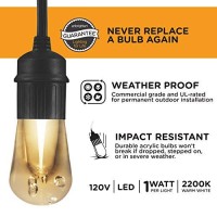 Enbrighten Vintage Led Cafe String Lights, Black, 48 Foot Length, 24 Impact Resistant Lifetime Bulbs, Premium, Shatterproof, Weatherproof, Indoor/Outdoor, Commercial Grade, Ul Listed, 35631