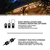 Enbrighten Vintage Led Cafe String Lights, Black, 48 Foot Length, 24 Impact Resistant Lifetime Bulbs, Premium, Shatterproof, Weatherproof, Indoor/Outdoor, Commercial Grade, Ul Listed, 35631