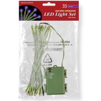 National Tree Battery Operated 35 Led Bulb Light String Set, Purple (Ls-883-35P-B)