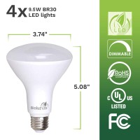 Bioluz Led 4 Pack 92 Cri Br30 Flood Light Bulbs Indoor Outdoor Instant On Dimmable Soft White 3000K 65-95 Watt Replacement Using 9.5 Watts Ul Listed Title 20 High Efficacy Lighting