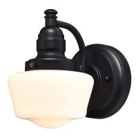 Westinghouse 6314300 Eddystone One-Light Outdoor Wall Fixture, Textured Black Finish With White Opal Glass