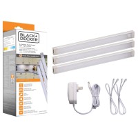 Black+Decker Led Under Cabinet Lighting Kit, 3-Bars, 9 Inches Each, Diy Tool-Free Installation, Warm White, 2700K, 1080 Lumens, 15 Watts, Home Accent (Leduc9-3Wk)