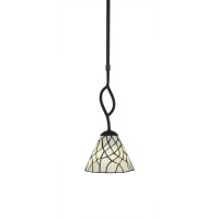 Revo 1 Light Mini Pendant Shown In Dark Granite Finish With 7 Sandhill Art Glass