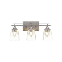 Uptowne 3 Light Bath Bar Shown In Aged Silver Finish With 4.5 Clear Bubble Glass