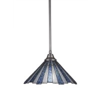 Stem Pendant With Hang Straight Swivel Shown In Brushed Nickel Finish With 16 Sea Ice Art Glass