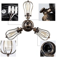 Moonkist Vintage Ceiling Light Industrial Rotatable Semi-Flush Mount Ceiling Light Metal Lamp Fixtures Painted Finish (With 3 Light) (Bronze)