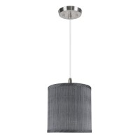 Aspen Creative Grey & Black 71017 One-Light Pendant With Hardback Drum Shaped (Spider) Shade, 8 X 8 X 8