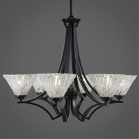 Zilo 6 Light Chandelier Shown In Matte Black Finish With 7 Italian Ice Glass