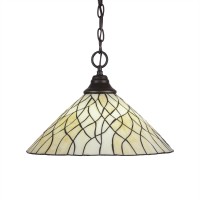 Chain Hung Pendant Shown In Dark Granite Finish With 16 Sandhill Art Glass