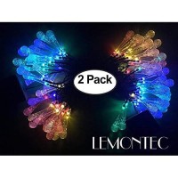 Lemontec 2-Pack Solar String Lights 20 Feet 30 Led Water Drop Solar Fairy Waterproof Lights For Garden, Patio, Yard, Home, Parties, Multi Color