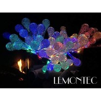 Lemontec 2-Pack Solar String Lights 20 Feet 30 Led Water Drop Solar Fairy Waterproof Lights For Garden, Patio, Yard, Home, Parties, Multi Color