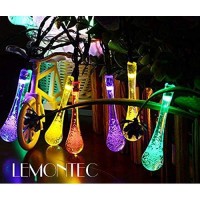 Lemontec 2-Pack Solar String Lights 20 Feet 30 Led Water Drop Solar Fairy Waterproof Lights For Garden, Patio, Yard, Home, Parties, Multi Color